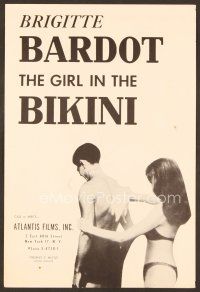 7a430 GIRL IN THE BIKINI pressbook '58 sexiest full-length Brigitte Bardot in skimpy swimsuit!