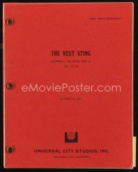 7a325 STING 2 final draft script January 28, 1977, screenplay by David S. Ward, working title!