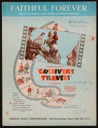 7a342 GULLIVER'S TRAVELS sheet music '39 classic Dave Fleischer cartoon, Faithful Forever!