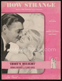 7a348 IDIOT'S DELIGHT sheet music '39 Norma Shearer & Clark Gable, How Strange!