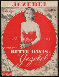 7a352 JEZEBEL sheet music '38 Bette Davis, Henry Fonda, William Wyler, the title song!