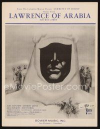 7a354 LAWRENCE OF ARABIA sheet music '62 David Lean, classic silhouette image, the theme song!