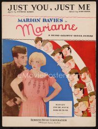7a356 MARIANNE sheet music '29 Marion Davies, great art by John Held Jr., Just You, Just Me!
