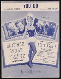 7a357 MOTHER WORE TIGHTS sheet music '47 sexy Betty Grable, Dan Dailey, You Do!