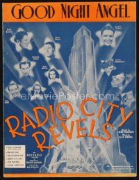 7a362 RADIO CITY REVELS sheet music '38 Bob Burns, Kenny Baker & Ann Miller, Good Night Angel!