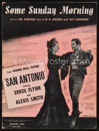 7a366 SAN ANTONIO sheet music '45 Alexis Smith & Errol Flynn, Some Sunday Morning!