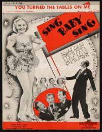 7a370 SING BABY SING sheet music '36 sexy full-length Alice Faye, You Turned the Tables on Me!