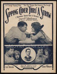 7a371 SIPPING CIDER THRU' A STRAW sheet music '19 multiple images of Roscoe Fatty Arbuckle!