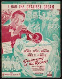 7a372 SPRINGTIME IN THE ROCKIES sheet music '42 Harry James, I Had the Craziest Dream!