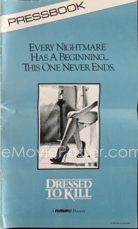 7a414 DRESSED TO KILL pressbook '80 Brian De Palma shows the latest fashion in murder, sexy legs!