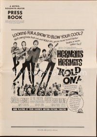 7a439 HOLD ON pressbook '66 rock & roll, great full-length image of Herman's Hermits performing!