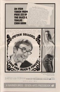 7a447 I LOVE YOU, ALICE B. TOKLAS pressbook '68 Peter Sellers eats turned-on marijuana brownies!