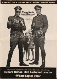 7a501 WHERE EAGLES DARE pressbook '68 great image of Clint Eastwood & Richard Burton as Nazis!