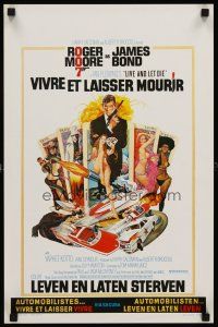 7b541 LIVE & LET DIE Belgian '73 art of Roger Moore as James Bond 007 by Robert McGinnis!