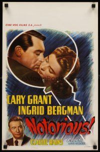 7b564 NOTORIOUS Belgian R50s close up of Cary Grant & Ingrid Bergman, Alfred Hitchcock classic!