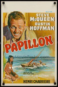 7b569 PAPILLON Belgian '73 great art of prisoner Steve McQueen & topless native!