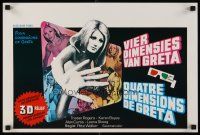 7b605 THREE DIMENSIONS OF GRETA Belgian '73 sexy 3D artwork of barely-dressed Leena Skoog!