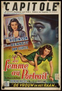 7b618 WOMAN IN THE WINDOW Belgian R50s Fritz Lang, Edward G. Robinson, Joan Bennett w/scissors!