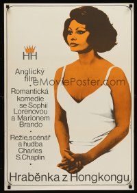 7b257 COUNTESS FROM HONG KONG Czech 23x33 '70 art of sexy Sophia Loren by Foll, Charles Chaplin!