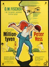 7b342 PETER VOSS DER MILLIONENDIEB Danish '58 Stilling art of O.W. Fischer in title role!