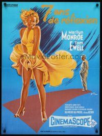 7b677 SEVEN YEAR ITCH French 23x32 R70s best art of Marilyn Monroe's skirt blowing by Grinsson!