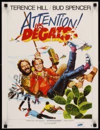 7b774 NOT TWO BUT FOUR French 15x21 '84 wacky art of Terence Hill & Bud Spencer by Landi!