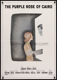 7b442 PURPLE ROSE OF CAIRO German '85 Woody Allen, cool artwork by Jean-Michel Folon!