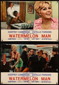 7b107 WATERMELON MAN 2 Ital/Eng photobustas '71 Godfrey Cambridge, Van Peebles, the uppity movie!