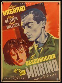 7b024 UNKNOWN MEN OF SAN MARINO Mexican poster '46 art of Anna Magnani & De Sica by Satora!