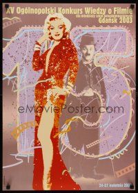 7b112 XV OGOLNOPOLSKI KONKURS WIEDZY O FILMIE Polish 19x27 '03 art of Marilyn Monroe & Chaplin!