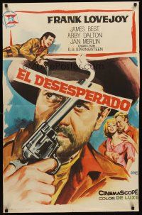 7b192 COLE YOUNGER GUNFIGHTER Spanish '64 Jano art of cowboy Frank Lovejoy w/smoking gun!