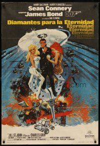 7b199 DIAMONDS ARE FOREVER Spanish '71 art of Sean Connery as James Bond by Robert McGinnis!