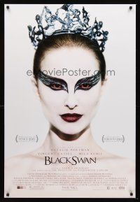 7c053 BLACK SWAN advance DS 1sh '10 Natalie Portman, wild image of wing-eyed dancer!