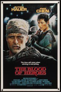 7c057 BLOOD OF HEROES 1sh '89 E. Sciotti artwork of football players Rutger Hauer, Joan Chen!