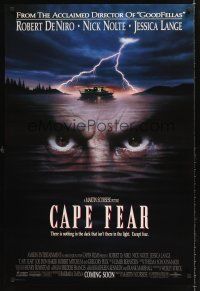 7c079 CAPE FEAR advance DS 1sh '91 great close-up of Robert De Niro's eyes, Martin Scorsese!