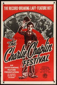7c088 CHARLIE CHAPLIN FESTIVAL 1sh R1960s a record-breaking laff-feature hit, great images!