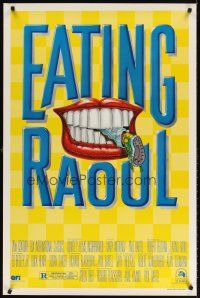 7c166 EATING RAOUL style B 1sh '82 classic Paul Bartel black comedy, great foot-in-mouth art!