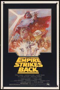 7c174 EMPIRE STRIKES BACK 1sh R81 George Lucas sci-fi classic, cool artwork by Tom Jung!