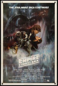 7c173 EMPIRE STRIKES BACK 1sh '80 George Lucas classic, GWTW art by Roger Kastel!