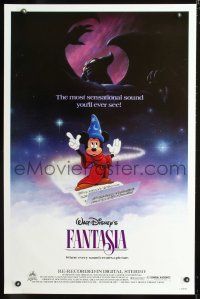 7c191 FANTASIA 1sh R85 great image of Mickey Mouse, Disney musical classic!
