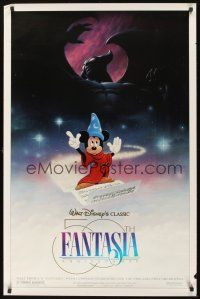 7c192 FANTASIA DS 1sh R90 great image of magical Mickey Mouse, Disney musical cartoon classic!