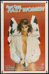 7c199 FAST CARS FAST WOMEN 1sh '81 sexy girl wearing racing jacket, Ron Jeremy, x-rated!