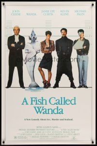 7c207 FISH CALLED WANDA 1sh '88 John Cleese, Jamie Lee Curtis, Kline & Palin in line up!