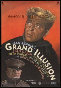 7c238 GRAND ILLUSION 1sh R99 Jean Renoir's La Grande Illusion, Erich von Stroheim, Davis art!