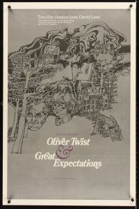 7c240 GREAT EXPECTATIONS/OLIVER TWIST 1sh '70s Charles Dickens & David Lean double-bill!