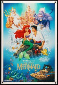 7c361 LITTLE MERMAID DS 1sh '89 Ariel & cast, Disney underwater cartoon!