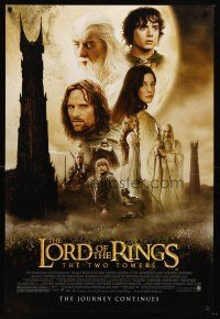 7c371 LORD OF THE RINGS: THE TWO TOWERS DS 1sh '02 Peter Jackson epic, Elijah Wood, J.R.R. Tolkien