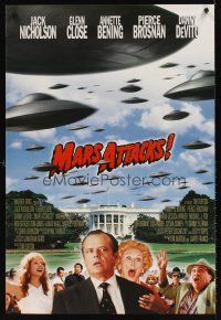 7c404 MARS ATTACKS! advance 1sh '96 directed by Tim Burton, great image of many alien brains!