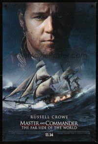 7c406 MASTER & COMMANDER style A int'l advance DS 1sh '03 huge close-up of Russell Crowe!