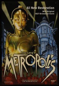 7c415 METROPOLIS DS 1sh R02 Fritz Lang classic, great art of female robot & city!